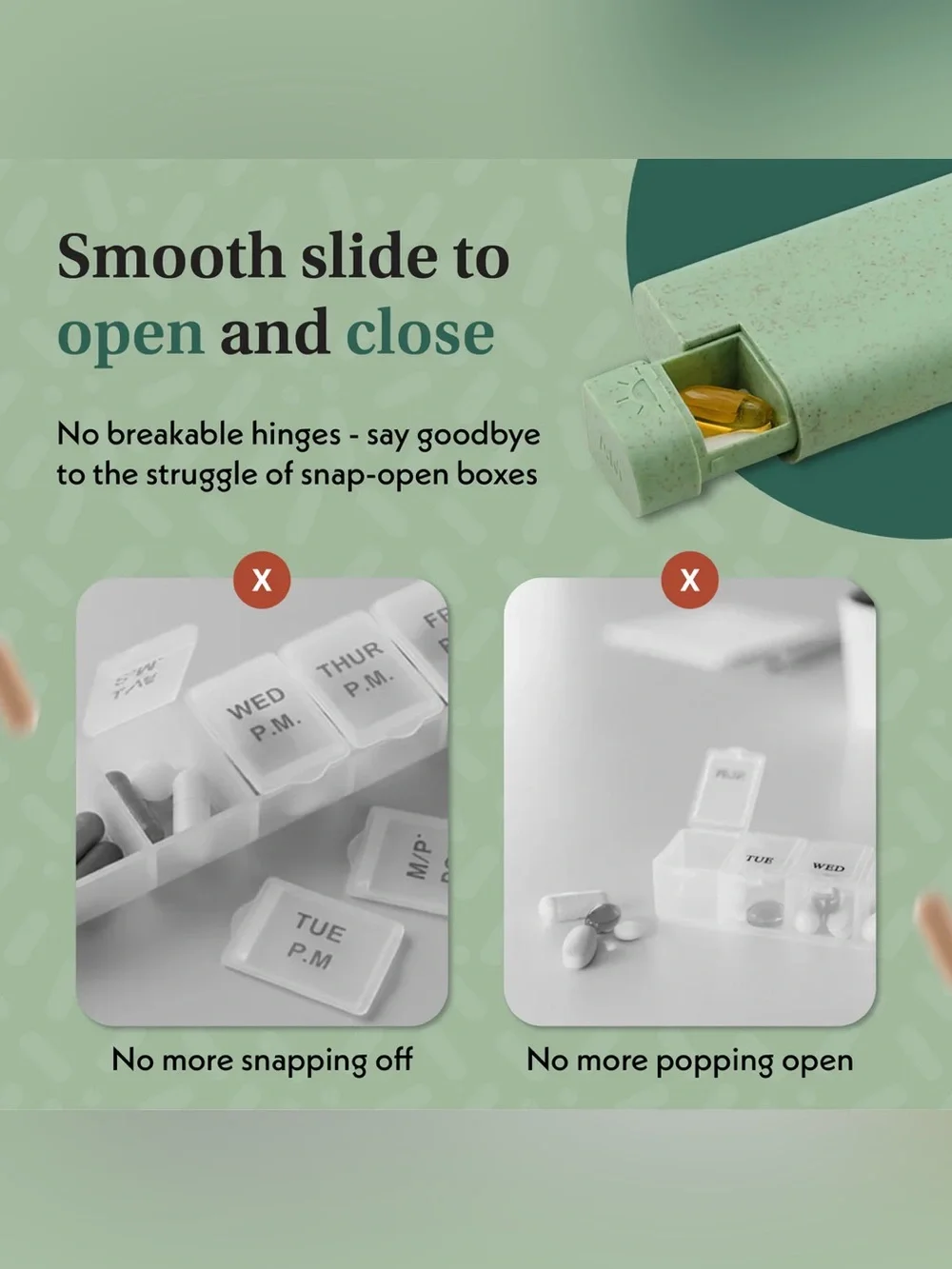 Pillar Off White AM/PM Twice-A-Day Pill Organizer